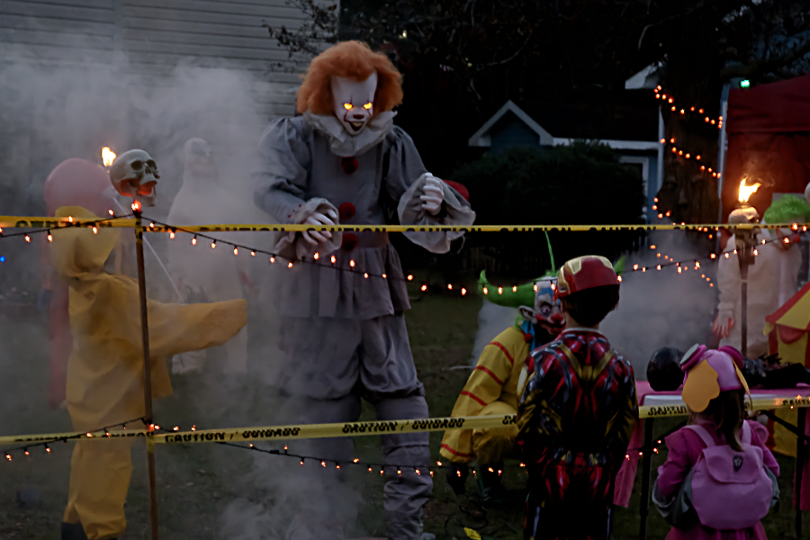 A scary scene of Halloween on First Street in Kill Devil Hills.