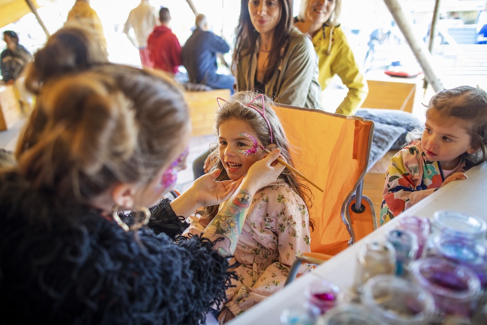 little girl getting face painted