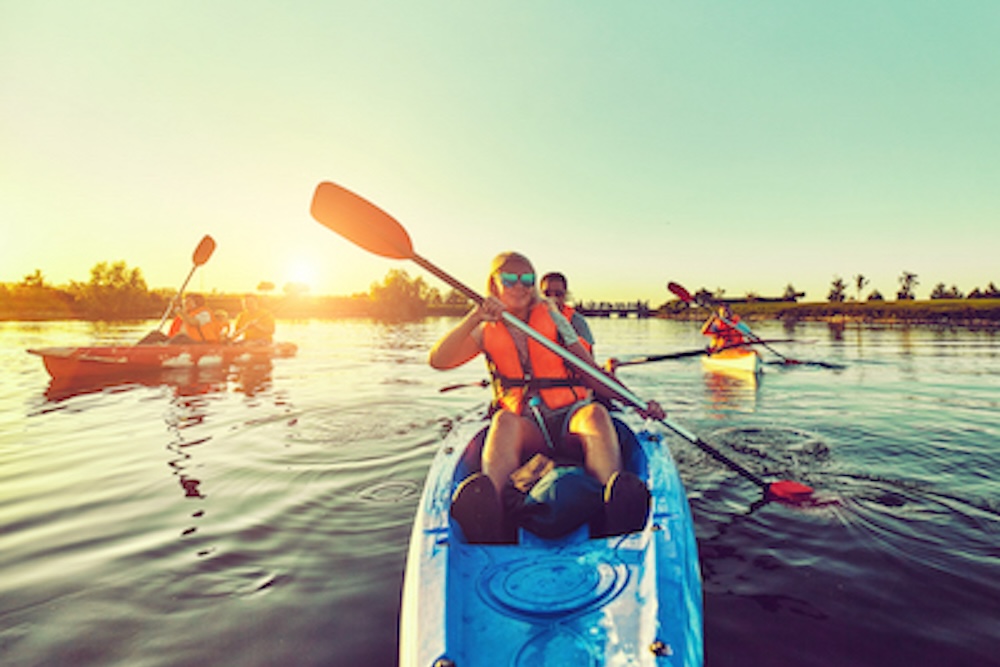 people kayaking