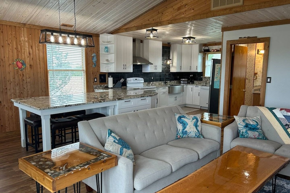 living room and kitchen of hatteras island vacation rental